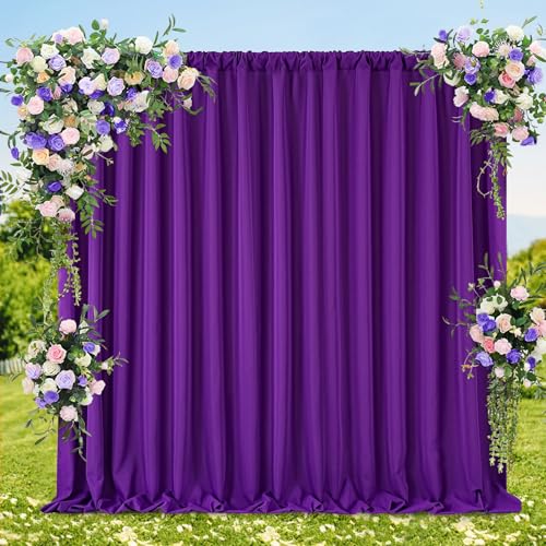 4Pcs Purple Polyester Backdrop Curtains 5ft x 8ft for Weddings Parties Photo Booths