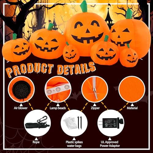 7.5FT Halloween Inflatable Pumpkin Outdoor Decor with LED Lights
