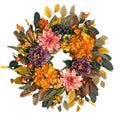 24 Inch Autumn Front Door Wreath with Artificial Flowers and Pumpkins