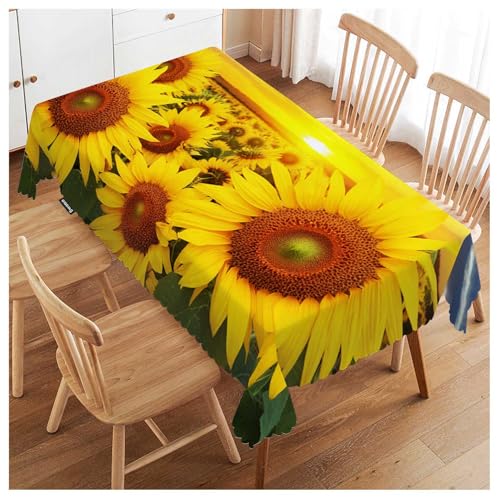 Sunflower Tablecloth 52x70 Inch Rectangular Yellow Floral Kitchen Dining Decor - Sunflowers Variation