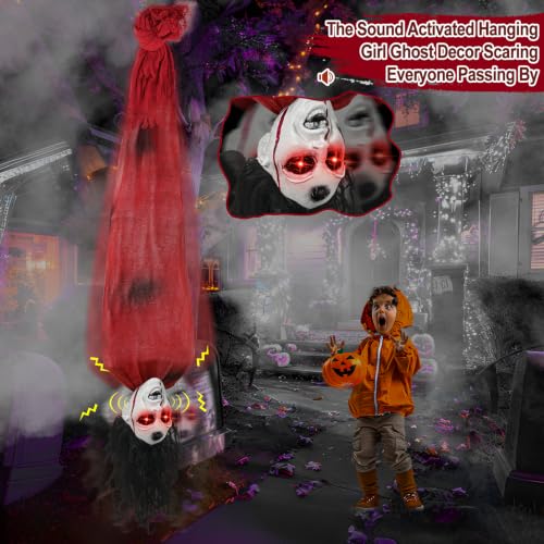 Halloween Outdoor Decorations Lying Girl Ghost Animatronic - Dead Victim Scene, 5.2 ft - Variation: Lying Girl Ghost