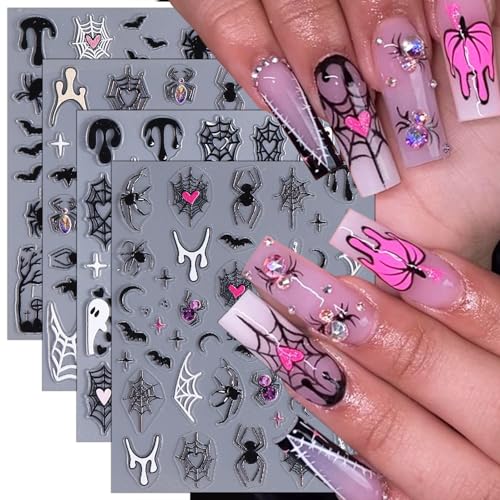 Halloween Nail Stickers Set - Ghost, Spider, Bat Web Decals for Nail Art