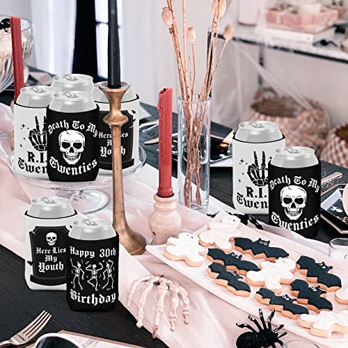 Gothic 30th Birthday Can Coolers 12-Pack Skull Design Insulated Drink Holders