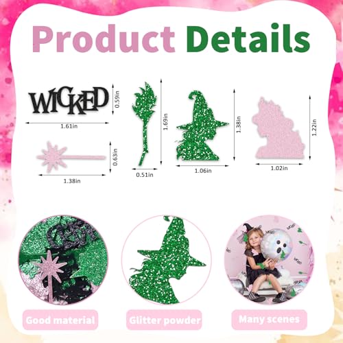 Witch Confetti Set - Style 2 Pink Green Glitter Witch Party Decorations