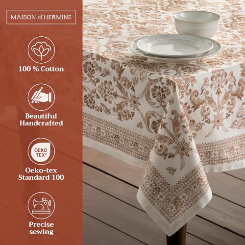 Allure Rectangle Cotton Tablecloth 60x108 Inches - Elegant Holiday & Fall Decor