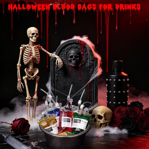20 Packs Halloween Blood IV Drink Bags - 12 Fl Oz Reusable Party Favors