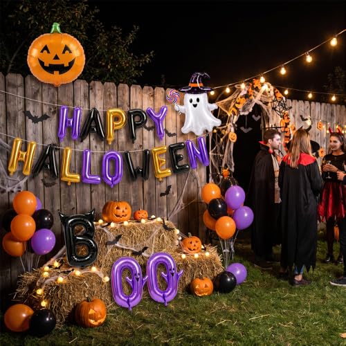 Halloween Balloon Decorations Set with Ghost, Pumpkin & Letter Balloons
