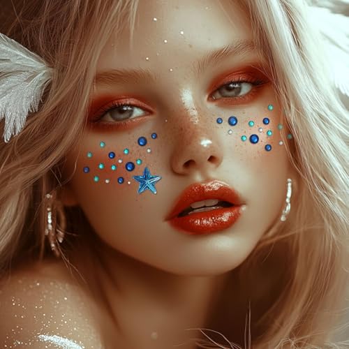 Self-Adhesive Face & Body Gem Set with Mermaid Suit Variation - 683 Pcs