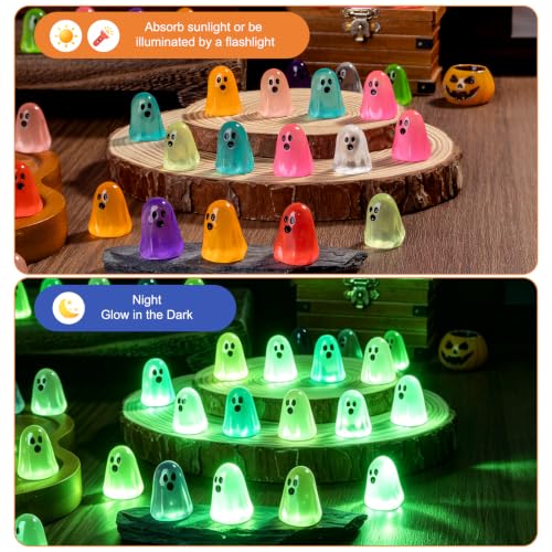 200pcs Glow-in-the-Dark Mini Ghost Figurines for Halloween Decorations