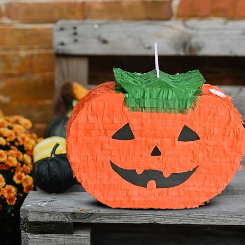 Pumpkin Piñata with Blindfold and Bat for Halloween Party - Variation of Pumpkin