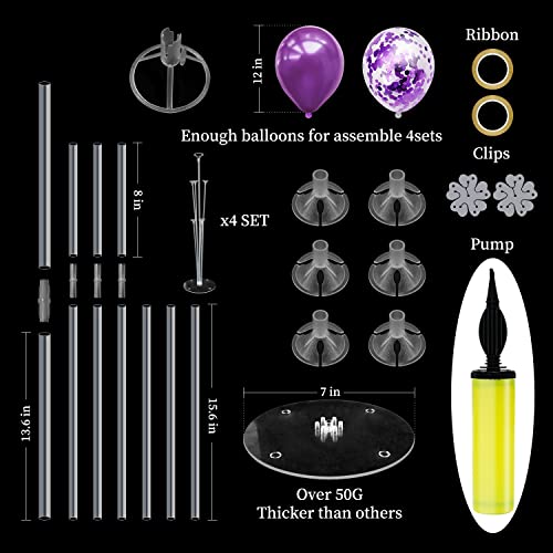 Purple and Gold Balloon Centerpieces Set for Celebrations - 8 Pieces