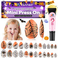 Halloween Kid Press On Nails - Sparkle Almond Fake Nails 24Pcs with Variation of Halloween Sparkle