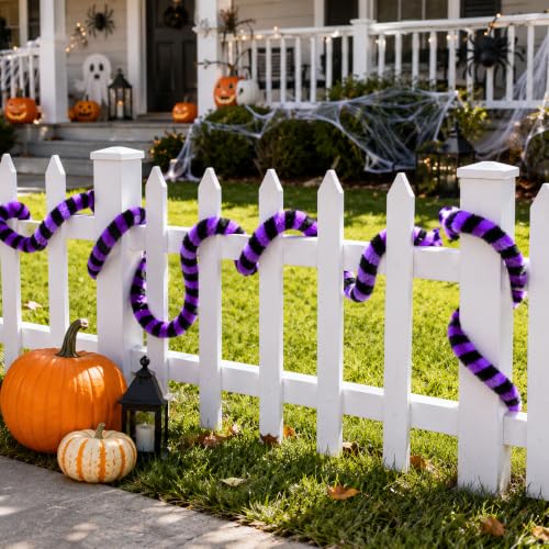 Black Purple Striped Plush Sandworm Tree Garland - Halloween Christmas Decor