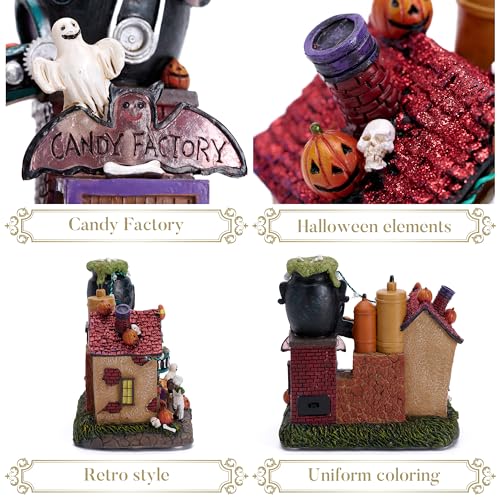 Lighted Halloween Village House with Music & LED Lights - Spooky Haunted House Decor