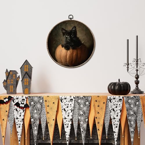 Yorhifa Black Cat Fall Pumpkin Round Wall Art - Variation 7, 10x10in