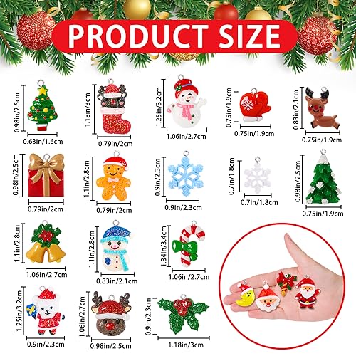 36pcs Christmas Mini Resin Ornaments Set for Xmas Tree Decoration with Golden String