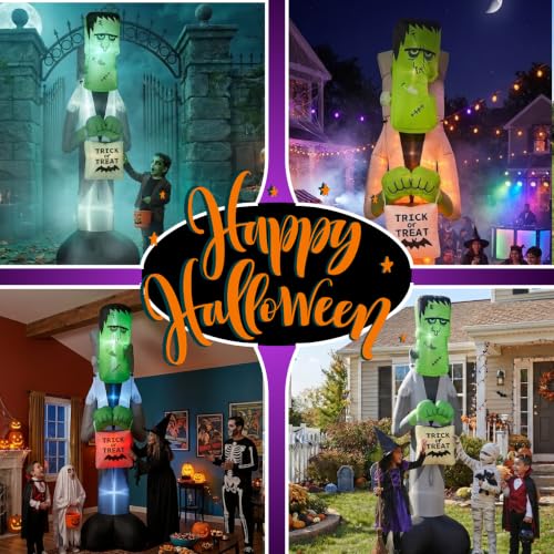 12FT Halloween Inflatable Frankenstein Monster Yard Decoration with RGB Flashing Bag