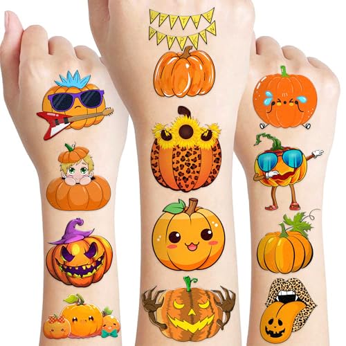 Halloween Pumpkin Temporary Tattoos - 120PCS Fall & Party Decals
