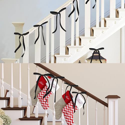 Christmas Velvet Bow Set - Black, 24 Pcs Small Holiday Wreath & Gift Wrap Decorations