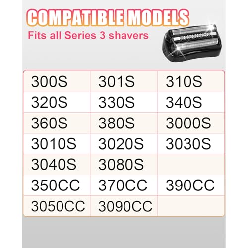 2 Pack Braun Series 3 21B Replacement Shaver Heads Compatible with S3 Models