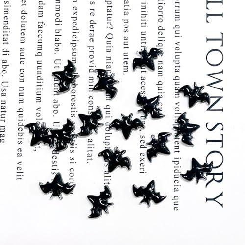 Black Halloween Bat Nail Charms Set - 30pcs 3D Resin Nail Art Decorations