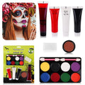 8-Color Halloween Face & Body Paint Kit with Fake Blood & Imitation Skin