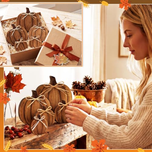 Gerrii 5-Piece Rustic Wooden Fall Pumpkin Decor Set - Classic Style