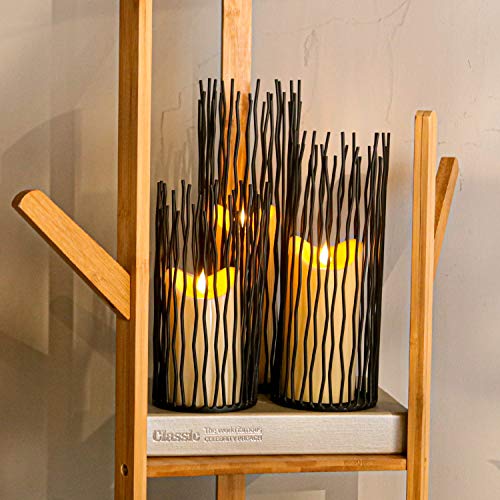 Black Metal Candle Holders Set of 3 - Modern Indoor & Outdoor Pillar Candlesticks with Varying Sizes - Metal Black / 3 Pack