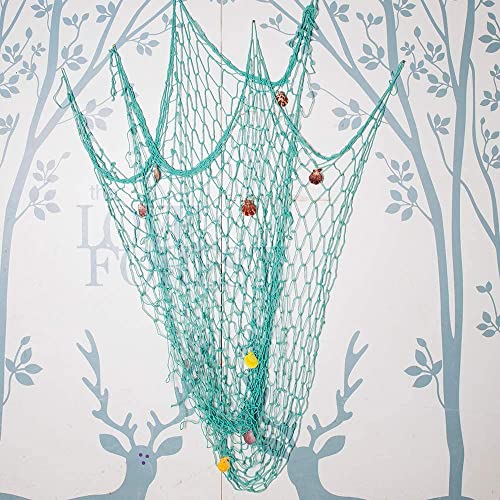 Skyblue Fish Net Decoration for Party Wall Decor 79x59in - Handmade Nautical Style