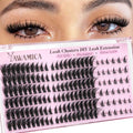 Pre-Mapped Spiky Wispy Eyelash Clusters with Bottom Lashes - 9-18mm D Curl, Fluffy Cat Eye Look