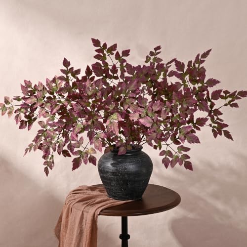 Fall Artificial Floral Stems 36 Inch with Ombre Green & Purple - 6 Pack, Realistic Autumn Decor for Vases and Arrangements