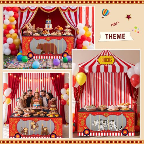Carnival Circus Party Table Skirt Set - Jungle Animals, 6ft x 30in, 3 Pack