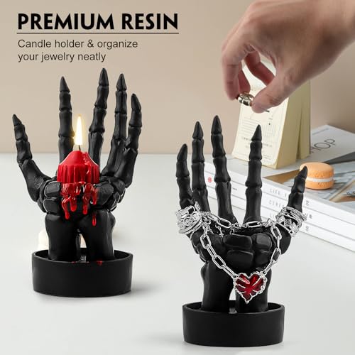 Black Skeleton Hand Ring & Tealight Candle Holder 2PCS - Gothic Halloween Decor Variation of THIS listing: Black2p / 1