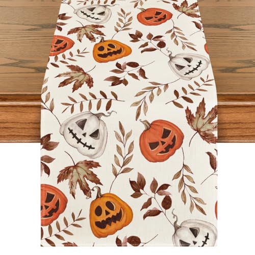 Halloween Table Runner 13x72 Inch Beige Polyester Home Party Decor - Variation of THIS listing