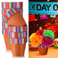 Mexican Vase Set - 9 Fiesta Centerpieces with Stripes - Table Decorations
