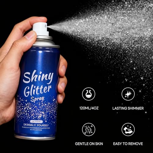 Pure Silver Glitter Spray for Face Body Hair and Clothes - 4.05oz - Variation of THIS listing