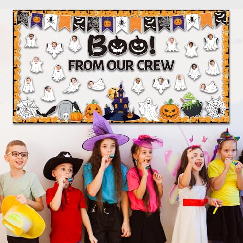 Halloween Ghost Bulletin Board Decorations Set - Classroom Wall Decor, Photo Cutouts & Borders - Ghost Variation