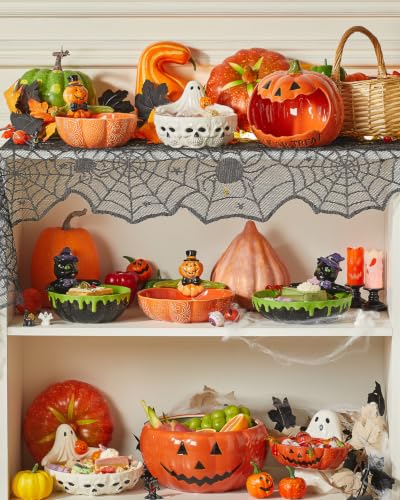 Purple Black Halloween Cauldron Candy Bowl - 6.5-Inch Ceramic Cat Treat Dish