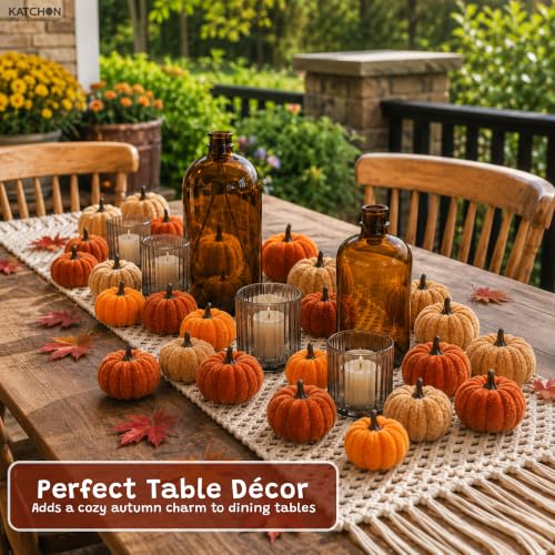 Artificial Velvet Mini Pumpkin Decor Set - Fall Autumn Home Decorations, 12 Pieces