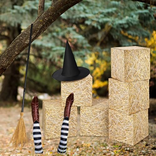 Halloween Witch Theme Set with 6 Hay Bale Paper Boxes, Witch Hat & Broom - Variation 8
