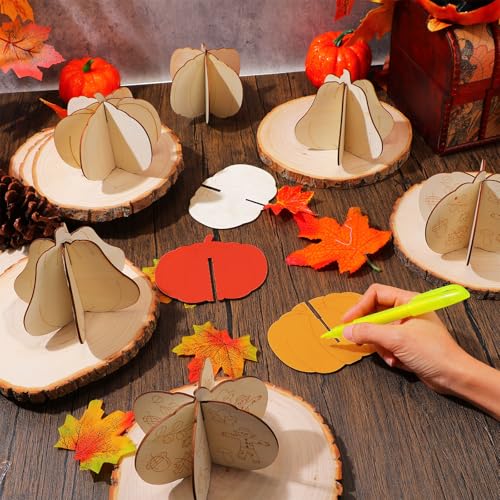 Laser Lines 4.7 Inch Wooden Pumpkin Fall Decor - DIY Thanksgiving Pumpkin Cutouts, 36 Pieces