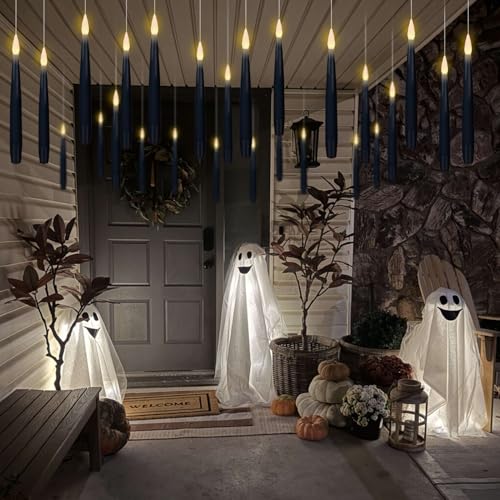 Halloween Floating Candles Set - Black Flameless Wand Decor 22pcs - Variation: 22-Black Floating