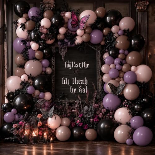 Pink Black Purple Balloon Arch Kit Double Stuffed Party Decor — Variation: Pink Black Purple