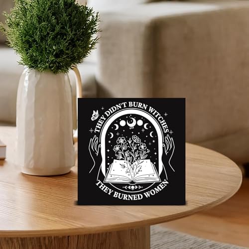 Halloween Wooden Sign - Gothic Witchy Feminist Celestial Decor for Home & Office