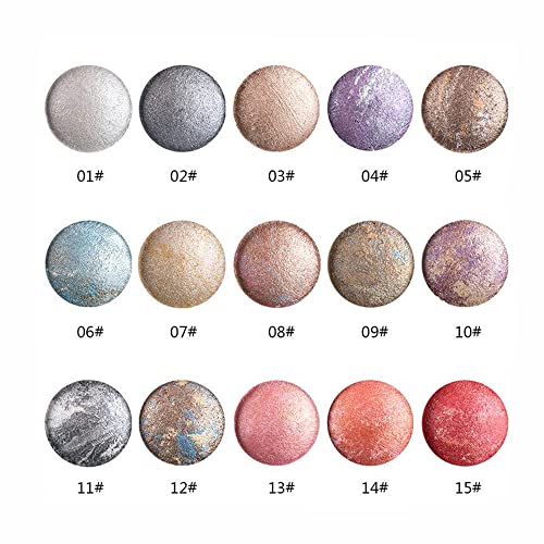 Single Shade Baked Eye Shadow Palette - Pumpkin Orange Glitter 15 Metallic Colors, 8g