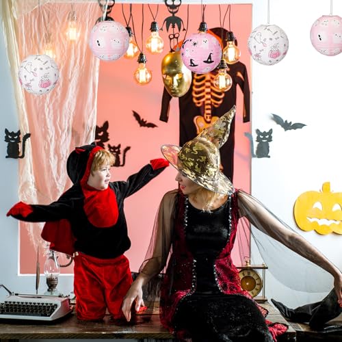 Pink Ghost Paper Lanterns 12-Pack 8-Inch Halloween Party Decorations