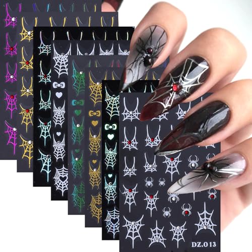 Halloween Nail Art Stickers 3D Spider Web & Charm Set - Variation 26