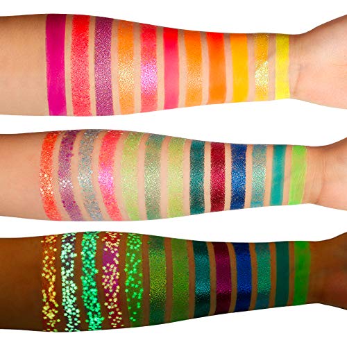 Neon Eyeshadow Palette Glow in the Dark UV Blacklight Makeup Kit - 24 Bright Colors
