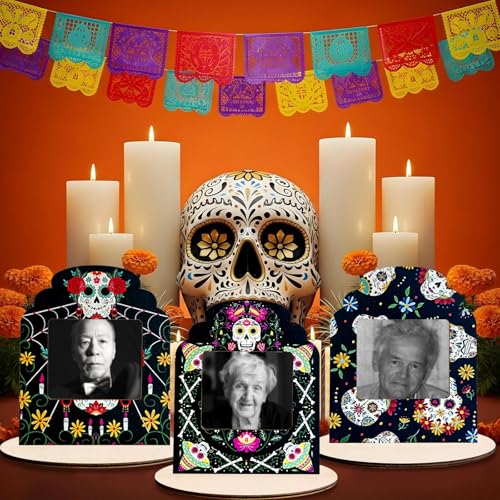 Dia De Los Muertos Decorative Picture Frames Set of 12 - Mexican Folk Art Altars