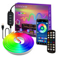 USB RGB LED Neon Rope Light Strip with Remote & App Control - Music Sync, DIY Decor, 9.8FT